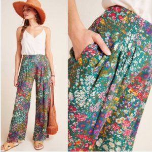 Anthropologie Maeve Cabo Pleated Wide-Leg Pant Floral Sz 6